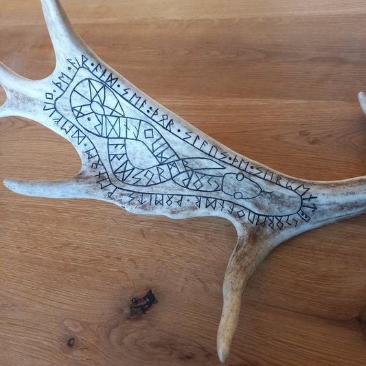 Fallow Deer Antler with Jormungandr Carving